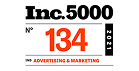 Inc. 5000 2021 badge ranking top digital marketing agency at 134 in marketing.