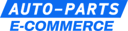 Blue and white logo reading "AUTO-PARTS E-COMMERCE," ideal for SEO services or digital marketing agency branding.