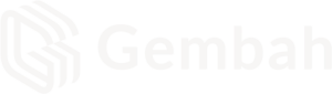 White Gembah logo with geometric icon for digital marketing agency and web development.