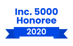 Blue and white badge reading "Inc. 5000 Honoree 2020" for top digital marketing agency.