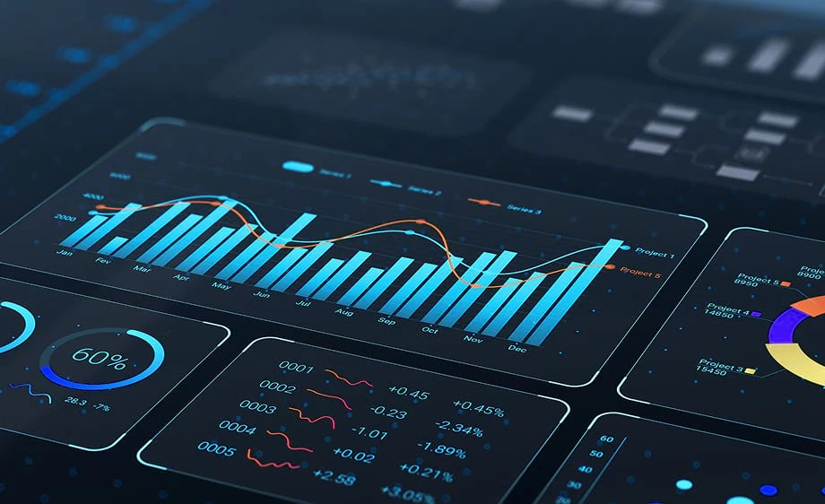 A digital marketing agency dashboard showing SEO, SEM, and social media analytics.