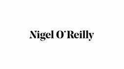 The image displays "Nigel O'Reilly" in bold black serif font, representing a digital marketing agency.