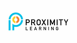 Proximity Learning logo with blue-orange circle for digital marketing agency branding.