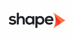 Shape digital marketing agency logo with black text and an orange arrowhead.