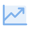 Light blue icon of an SEO services agency graph showing digital marketing growth.