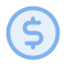 Blue circle with dollar sign icon symbolizing digital marketing agency ROI.
