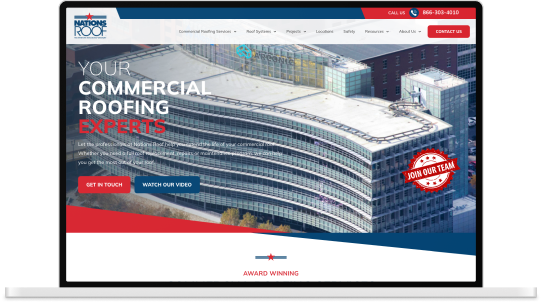 Screenshot of a digital marketing agency homepage with SEO, web development, and contact buttons.