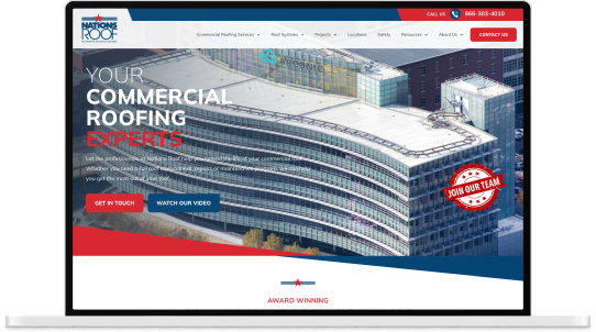 Screenshot of a digital marketing agency homepage with SEO, web development, and contact buttons.