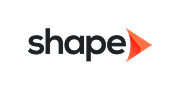 The image displays "shape" in black with an orange arrow, symbolizing digital marketing services and forward-thinking SEO, social media, and web development solutions.