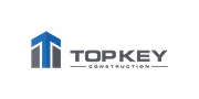 TopKey Construction logo with blue building icon, ideal for SEO and web marketing.