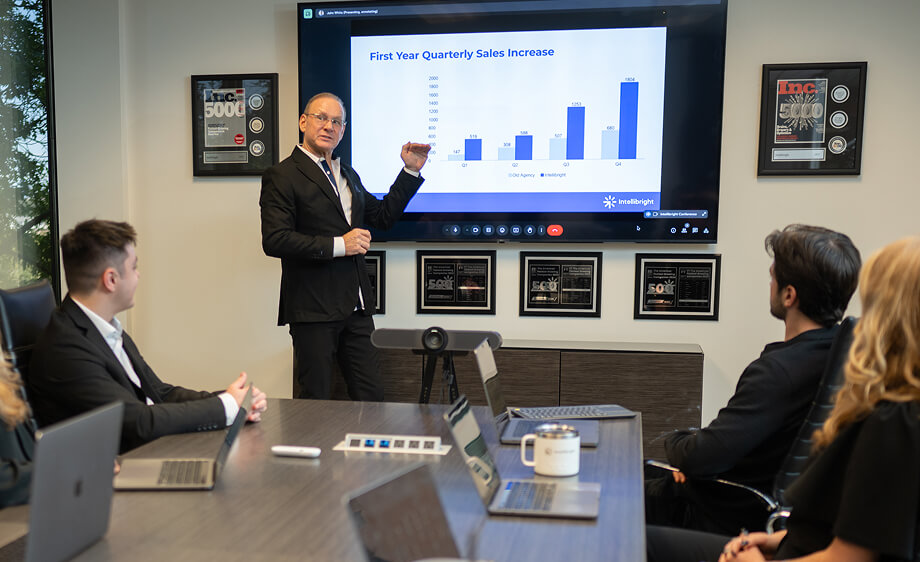 A digital marketing agency exec shows sales growth from SEO, web development, and social media.