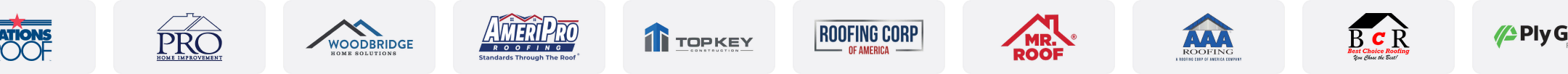 Nine construction and roofing logos showcased for digital marketing agency services.