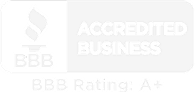 BBB Accredited Business logo with A+ rating for digital marketing agency website.