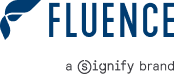 Fluence logo with blue leaf, "a Signify brand" tagline, ideal for digital marketing agency and SEO services branding.