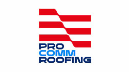 Pro Comm Roofing logo with three red wavy stripes, ideal for digital marketing agency SEO services.