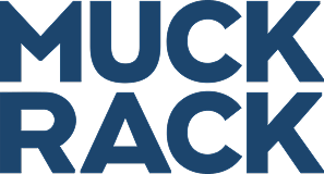 Logo reading "MUCKRACK" in bold blue letters, ideal for digital marketing agency branding.