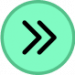 A green circle with two black right-facing chevrons, symbolizing a digital marketing agency's next step in content or SEO strategy.